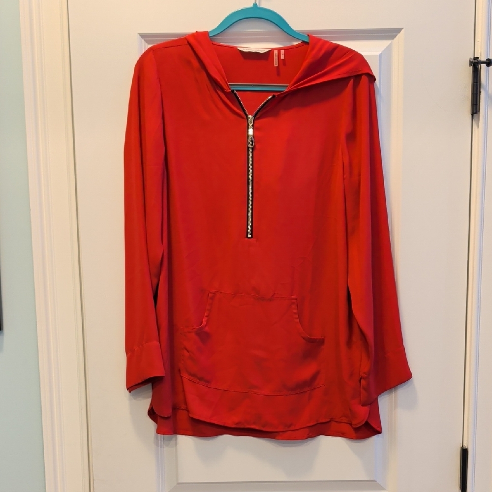 Soft Surroundings Red Zip-Up Hoodie